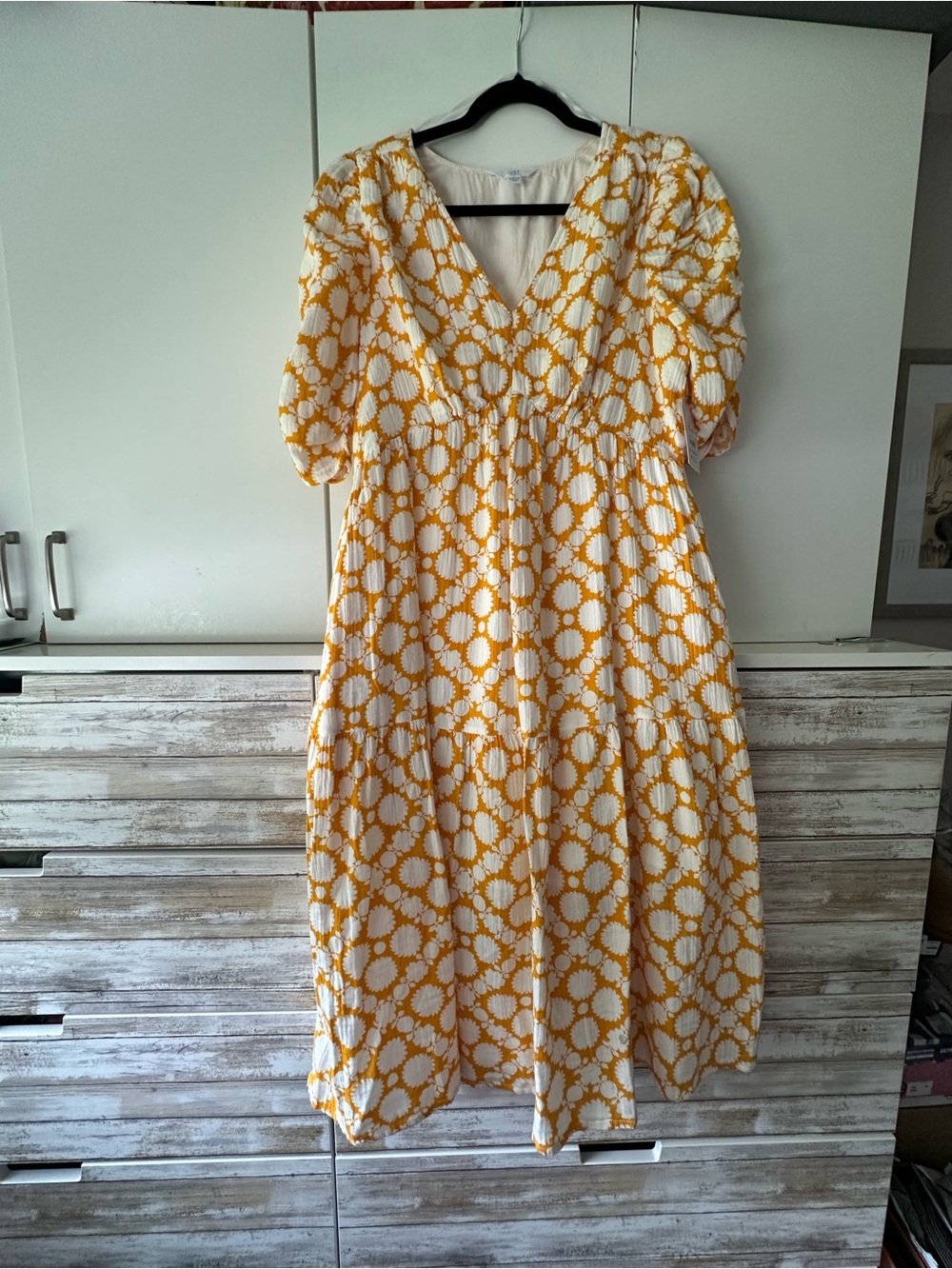 🌼 Time and Tru Saffron Gold Floral Midi Dress NWT 🌼 Size Large 12-14